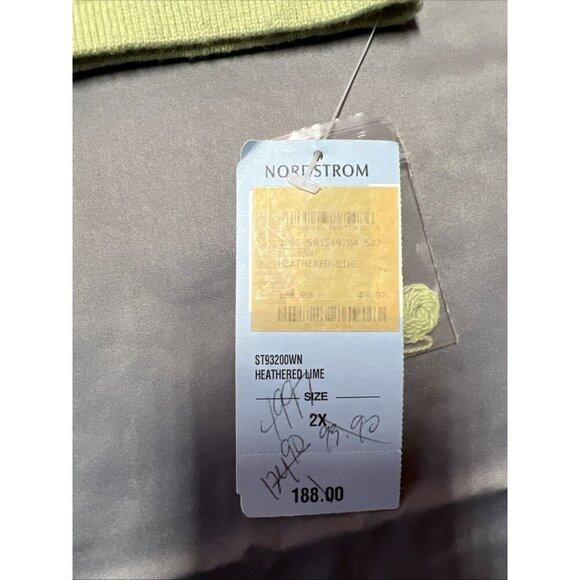 nordsrtom encore off the shoulder sweater size 2x heathered lime 100% cashmere - Picture 10 of 16